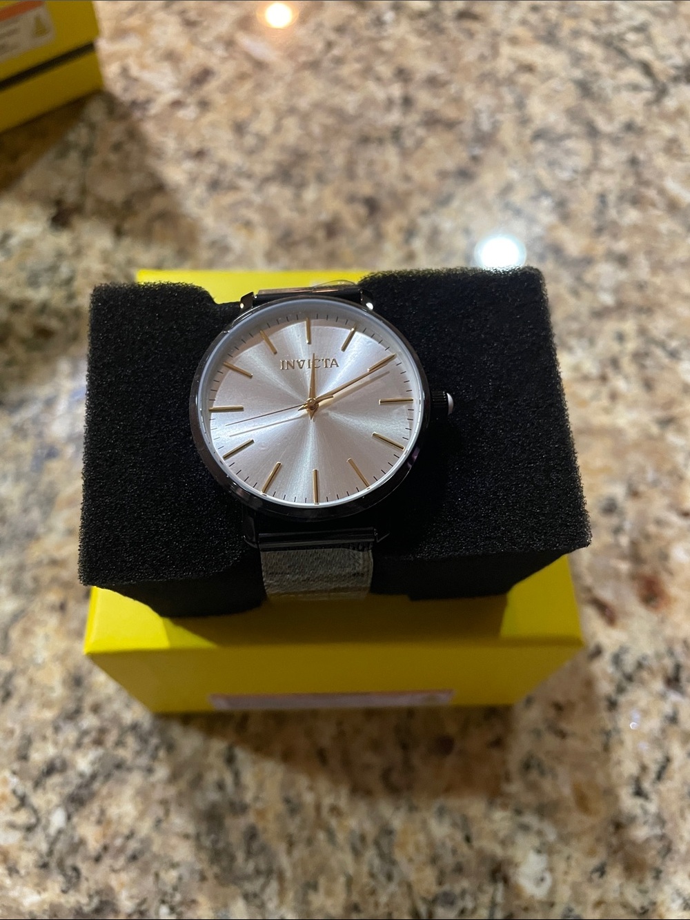 Invicta Angel Black Case Silver Dial Women’s Mesh Strap Watch
